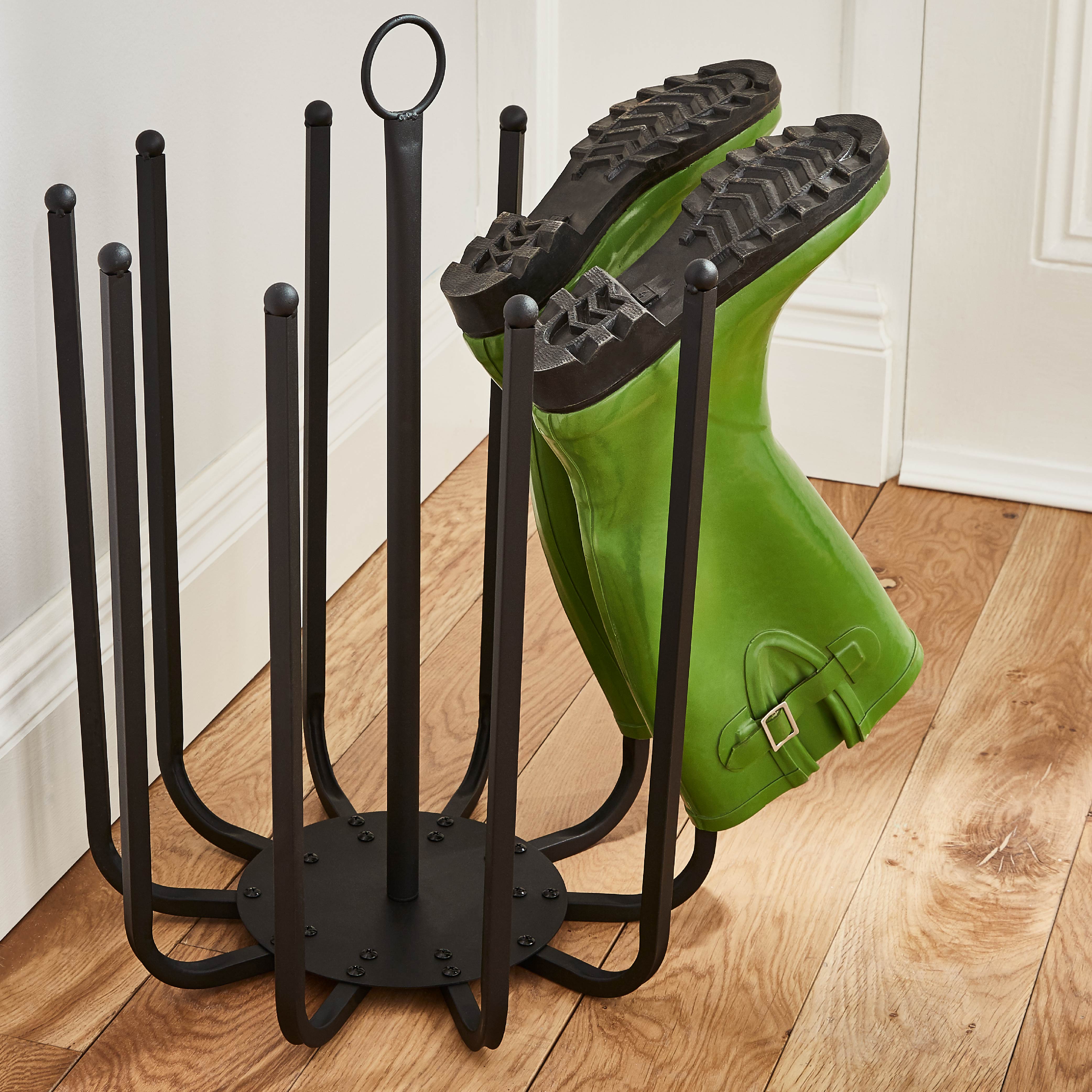 Pair Black Round Boot Shoe Rack – Vertical Storage, Durable