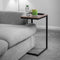 C Shaped Side Table Wood Grain Effect Black Metal Frame