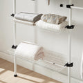 Floor to Ceiling Adjustable Double Telescopic Clothes Rail with Storage Baskets & Shelving