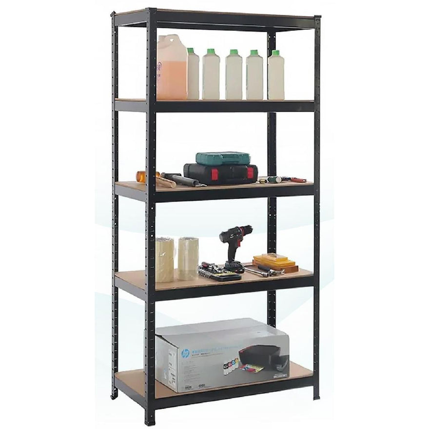 Boltless 180cm High 5 Tier Heavy Duty Steel Shelving Unit – 875kg Load, Black