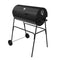 Barrel Charcoal BBQ Grill with Lid Thermometer, Portable Trolley Smoker, Wheels