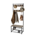 Multi-Function Coat Stand with Grey Frame & Rustic Brown Wood – Hallway Entrance