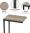 C Shaped Side Table Wood Grain Effect Black Metal Frame