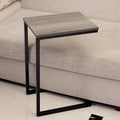 C Shaped Side Table Wood Grain Effect Black Metal Frame