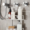 2 Tier White Hanging Shower Caddy With Additional Soap Holder