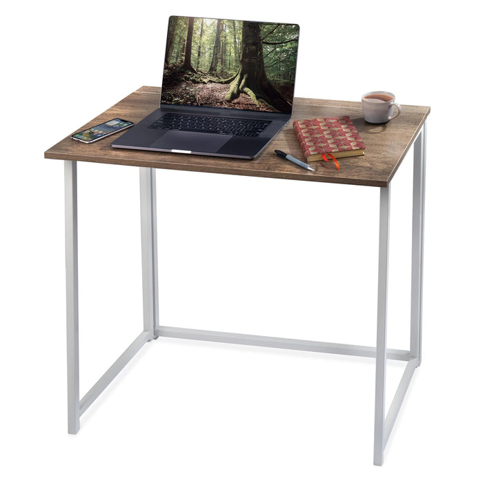 Folding Desk Table In White Powder Coating - 80 x 45 x 74cm