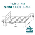Single Metal Bed Frame Extra Strong Stylish Modern Bedroom Storage Sturdy Design