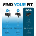 220L Foldable Utility Trolley – Heavy Duty Cart with Carry Bag, Liner & Bungee Ropes
