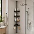 Telescopic shower pole with trays – Black