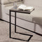 C Shaped Side Table Wood Grain Effect Black Metal Frame