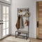 Multi-Function Coat Stand with Grey Frame & Rustic Brown Wood – Hallway Entrance