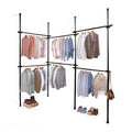 Floor to Ceiling Triple Telescopic Wardrobe Organiser – 2 Tier Modular Hanging Clothes Rack