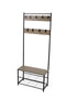 Multi-Function Coat Stand with Grey Frame & Rustic Brown Wood – Hallway Entrance