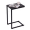 C Shaped Side Table Wood Grain Effect Black Metal Frame