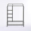 Super Heavy Duty Double Hanging Clothes Rail with Shelves & Shoe Storage – Black Metal, 6 Shelves
