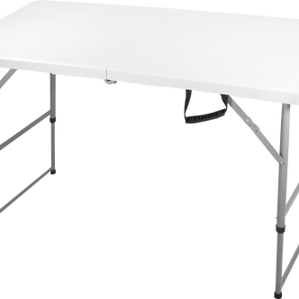 Heavy Duty 4ft Folding Table with 2 Adjustable Heights – Portable Plastic Banquet Camping BBQ Table