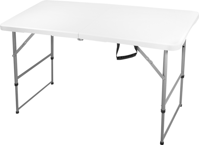 Heavy Duty 4ft Folding Table with 2 Adjustable Heights – Portable Plastic Banquet Camping BBQ Table