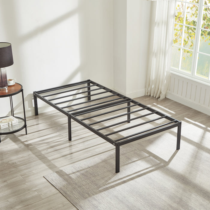 Single Metal Bed Frame Durable Black Powder Coating, 198 x 91 x 40 cm