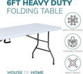 Heavy Duty 6ft Folding Table – Portable Plastic Banquet & Camping BBQ Table