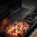 Barrel BBQ with Wooden Shelf. Large Charcoal Grill & Smoker with 70cm Enamel Cooking Grids and Temperature Gauge