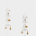 Telescopic shower pole with trays – white