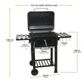 XL BBQ Smoker Grill Folding Tables, Thermometer, Adjustable Charcoal Pan With Chimney