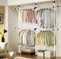 Floor to Ceiling Double Telescopic Wardrobe Organiser – 2 Tier Hanging Clothes Rack
