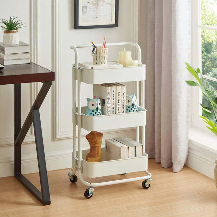 3 Tier Storage Cart On Wheels Home Kitchen Office Bath-Bedroom Organiser White