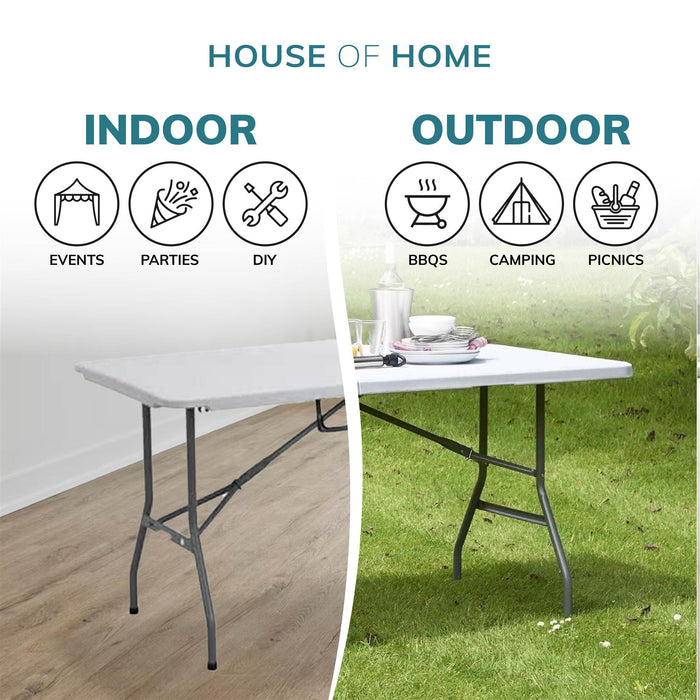 Heavy Duty 4ft Folding Table – Portable Plastic Banquet & Camping BBQ Table