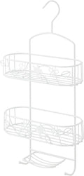 2 Tier White Hanging Shower Caddy With Additional Soap Holder