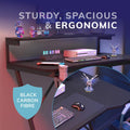 Gaming Desk with Monitor Stand Carbon Fibre Top Black