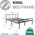 Bed Frame Metal Rounded Headboard Easy Assembly Under Storage Single Double King