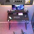 Gaming Desk with Monitor Stand Carbon Fibre Top Black