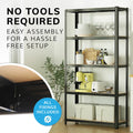Boltless 180cm High 5 Tier Heavy Duty Steel Shelving Unit – 875kg Load, Black