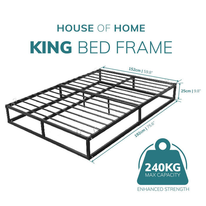 King Bed Black Platform Bed Frame - Bedroom Furniture with Under Bed Storage Space, Heavy Duty King Bed 6.5ft x 5ftFrame, Extra Strong Easy Assembly, Low Profile Bed Base