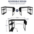 L-Shaped Gaming Desk with Built-In Charging & PC Shelf
