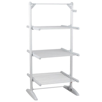 3-Tier Heated Clothes Airer with Cover – Electric Drying Rack, Silver