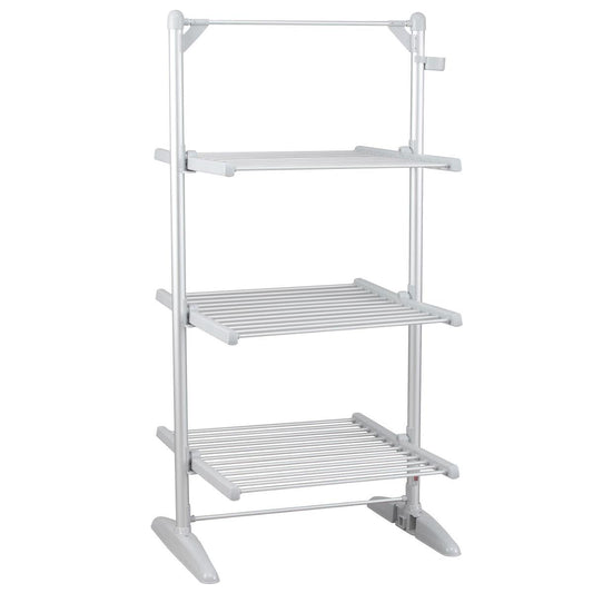 3-Tier Heated Clothes Airer with Cover – Electric Drying Rack, Silver