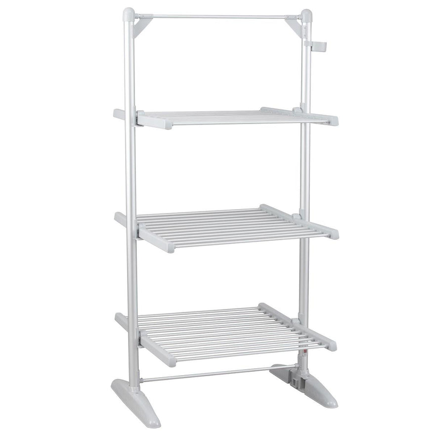3-Tier Heated Clothes Airer with Cover – Electric Drying Rack, Silver