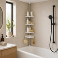 Telescopic Showe pole with trays – white & chrome