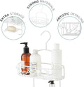 2 Tier White Hanging Shower Caddy With Additional Soap Holder