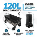 120L Folding Utility Trolley – Heavy Duty Outdoor Cart with Puncture-Proof Wheels
