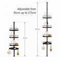 Telescopic shower pole with trays – Black