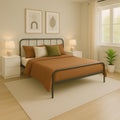Bed Frame Metal Rounded Headboard Easy Assembly Under Storage Single Double King