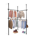 Floor to Ceiling Double Telescopic Wardrobe Organiser – 2 Tier Hanging Clothes Rack