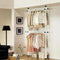Floor to Ceiling Telescopic Wardrobe Organiser – Double Hanging Clothes Rail, Black & White