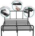 Bed Frame Metal Rounded Headboard Easy Assembly Under Storage Single Double King