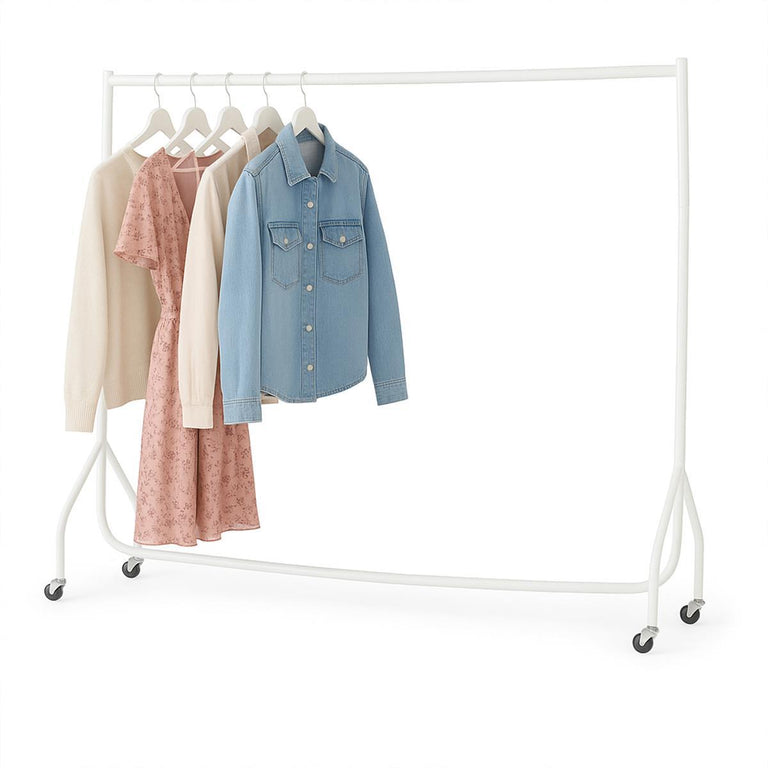 Heavy Duty White Clothes Rail Metal Clothing Rack on Wheels | 3ft, 4ft, 5ft, 6ft