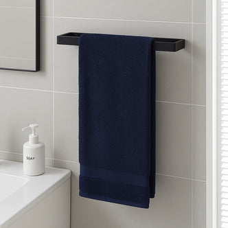 Wall Mounted Black Towel Holder – 40cm Rectangle Rail for Bathroom, Kitchen & Toilet