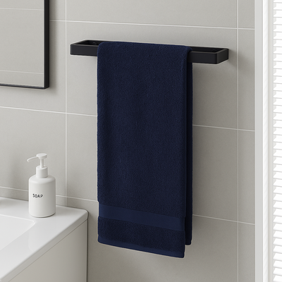 26-Inch Stainless Steel Towel Bar – Wall Mounted, Matte Black Finish, Rust-Resistant, For Bathroom, Kitchen & Porch